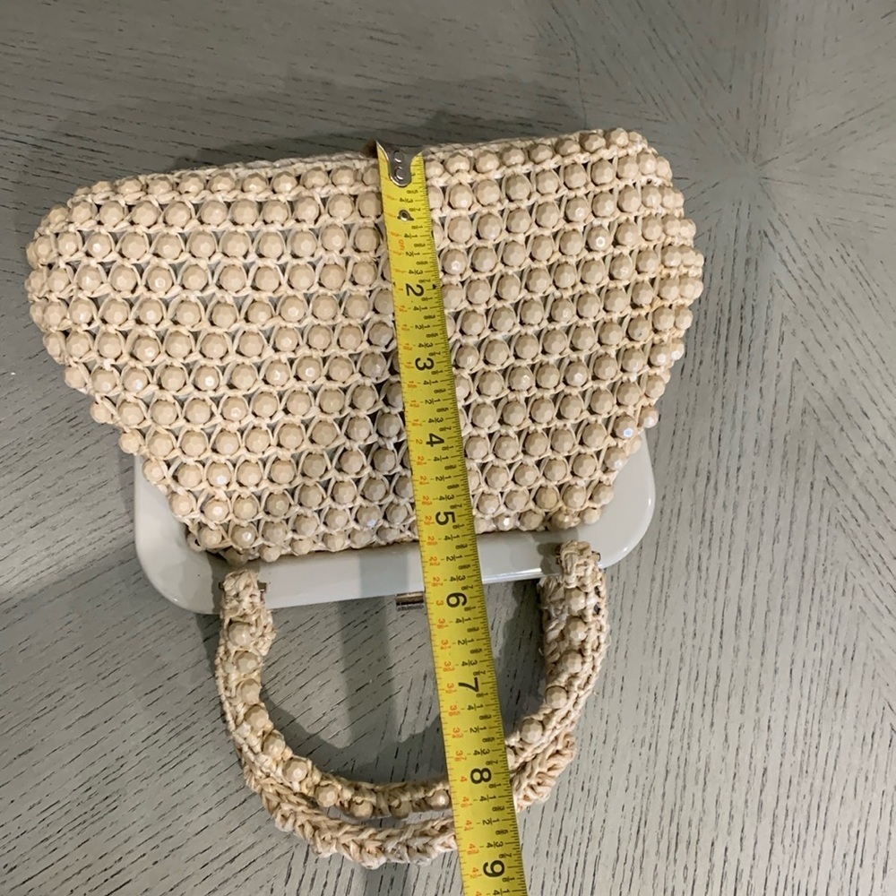 Vintage LEFCORT Elegant Cream Beaded Handbag - Picture 13 of 16